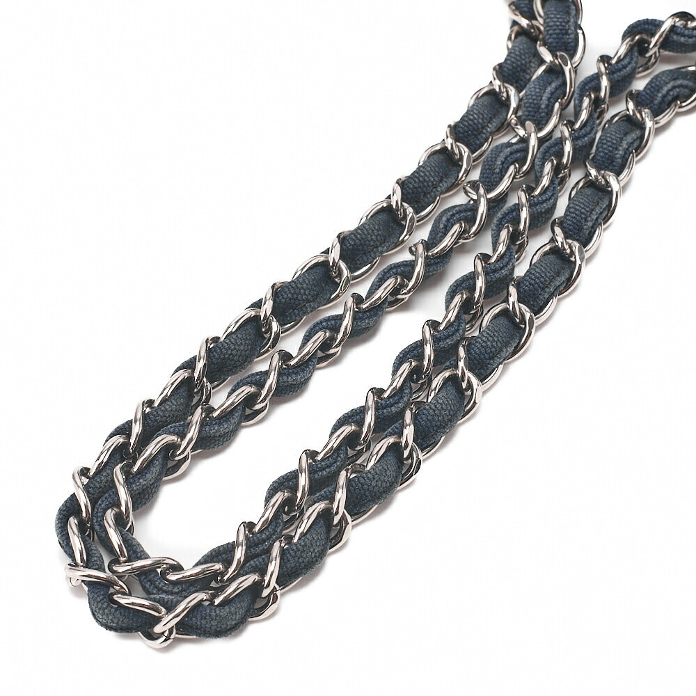 CHANEL Cruise Line Big Coco Mark Chain Shoulder Canvas Navy Silver-Tone Hardware, Pre-Owned