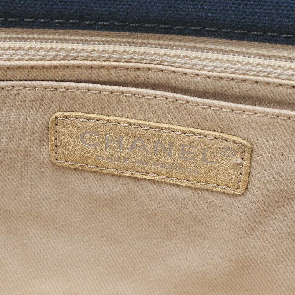 CHANEL Cruise Line Big Coco Mark Chain Shoulder Canvas Navy Silver-Tone Hardware, Pre-Owned