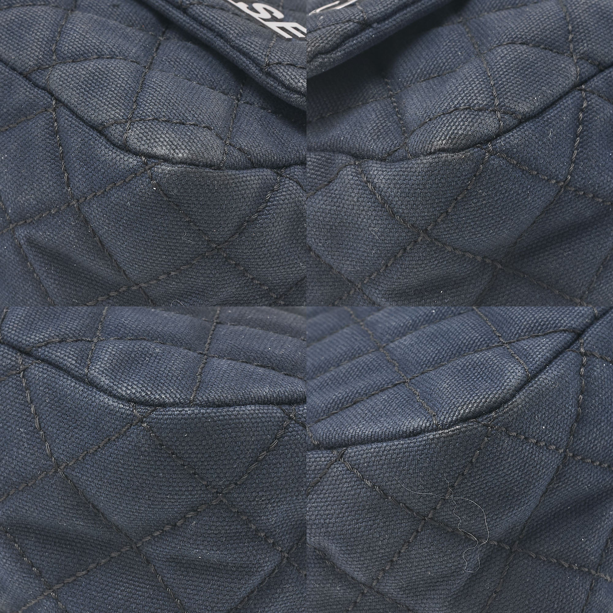 CHANEL Cruise Line Big Coco Mark Chain Shoulder Canvas Navy Silver-Tone Hardware, Pre-Owned