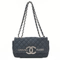 CHANEL Cruise Line Big Coco Mark Chain Shoulder Canvas Navy Silver-Tone Hardware, Pre-Owned
