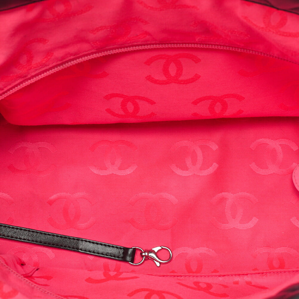 CHANEL Cambon Line Matlasse Tote Bag Calf Leather Black Silver-Tone Hardware, Pre-Owned