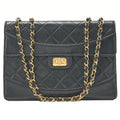 CHANEL  Matlasse  2.55 Lock Chain Shoulder Single Lambskin Black Gold-Tone Hardware, Pre-Owned