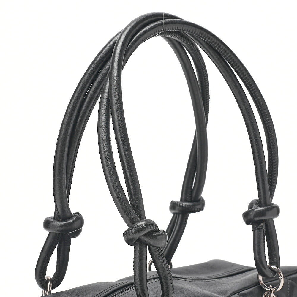 CHANEL Cambon Line Matlasse Handbag Calf Leather x Enamel Black Silver-Tone Hardware, Pre-Owned