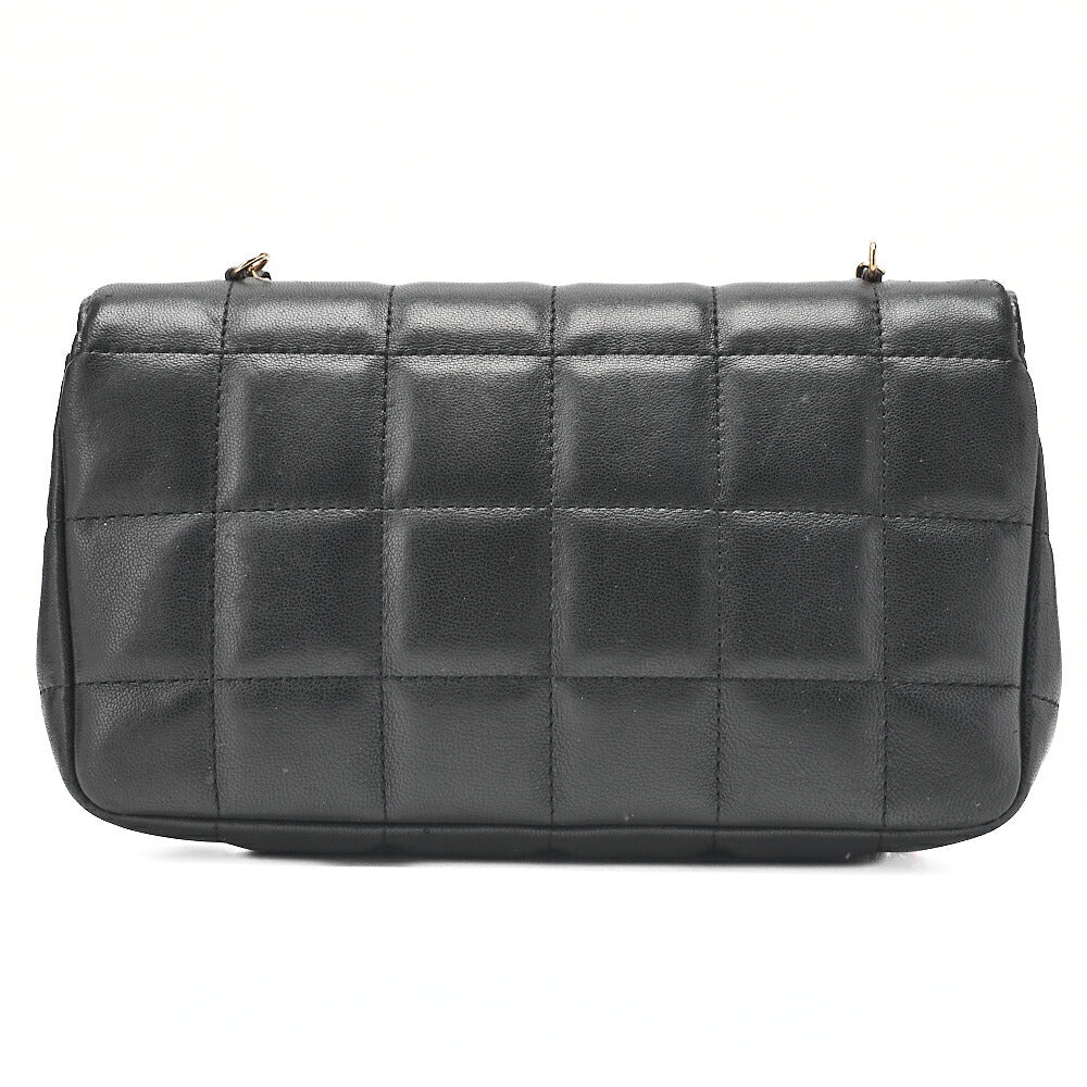 CHANEL Chanel Chocolate Bar Single Flap Chain Shoulder Lambskin Black Gold-Tone Hardware, Pre-Owned