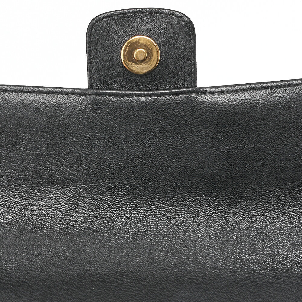 CHANEL Chanel Chocolate Bar Single Flap Chain Shoulder Lambskin Black Gold-Tone Hardware, Pre-Owned