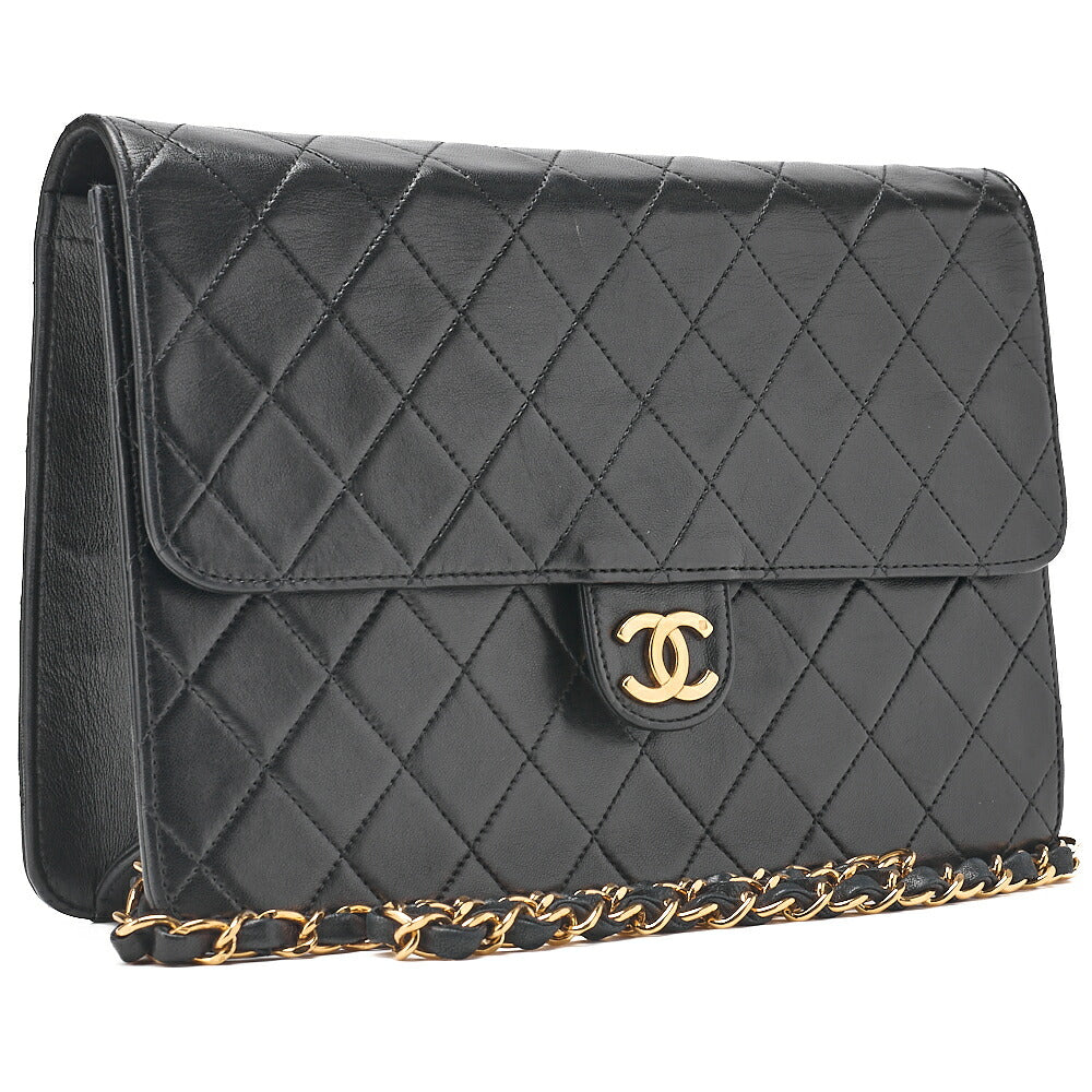 CHANEL Matlasse Push Lock Chain Shoulder Lambskin Black Gold-Tone Hardware, Pre-Owned