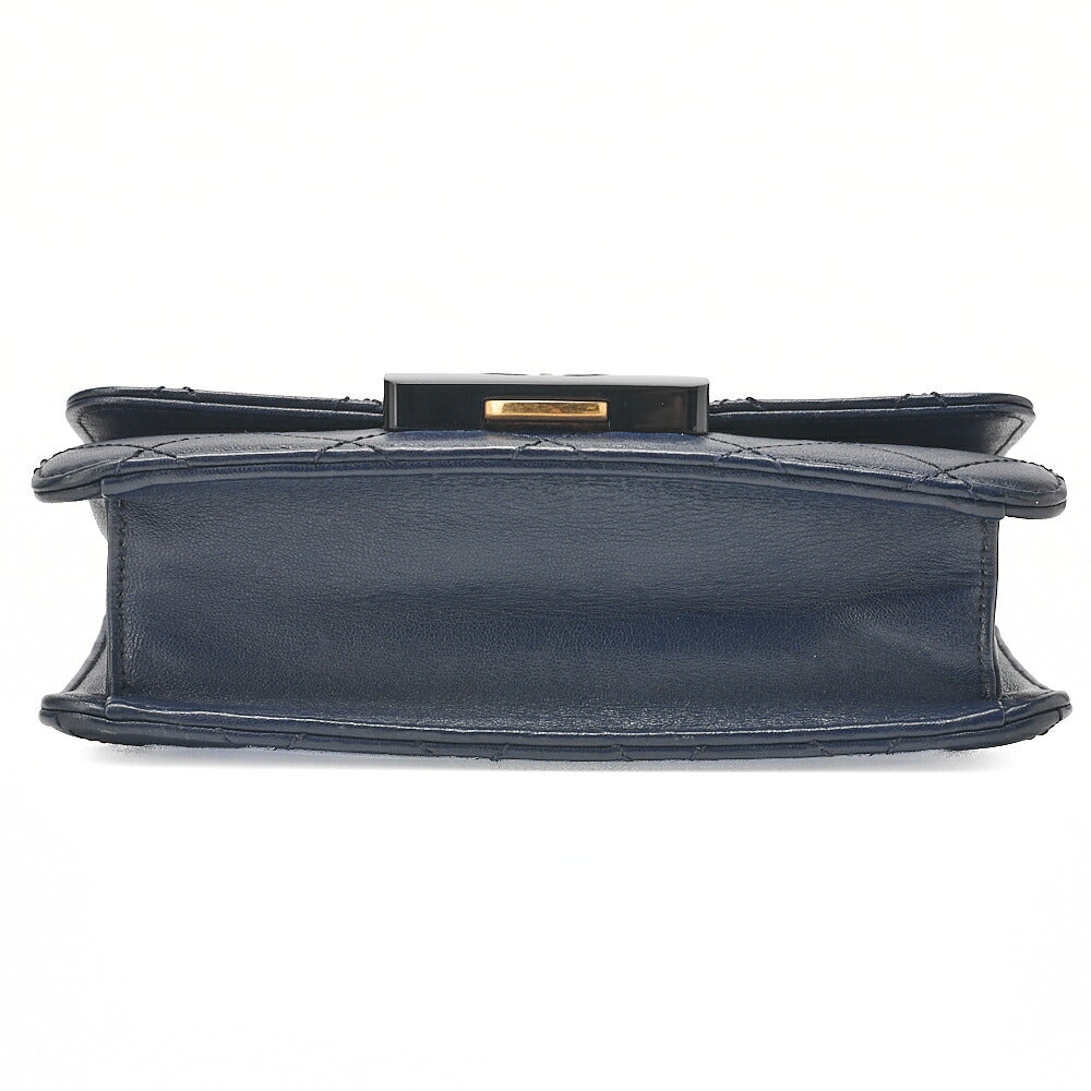 CHANEL Matlasse  Butty Lock Chain Shoulder Lambskin Navy Gold-Tone Hardware, Pre-Owned