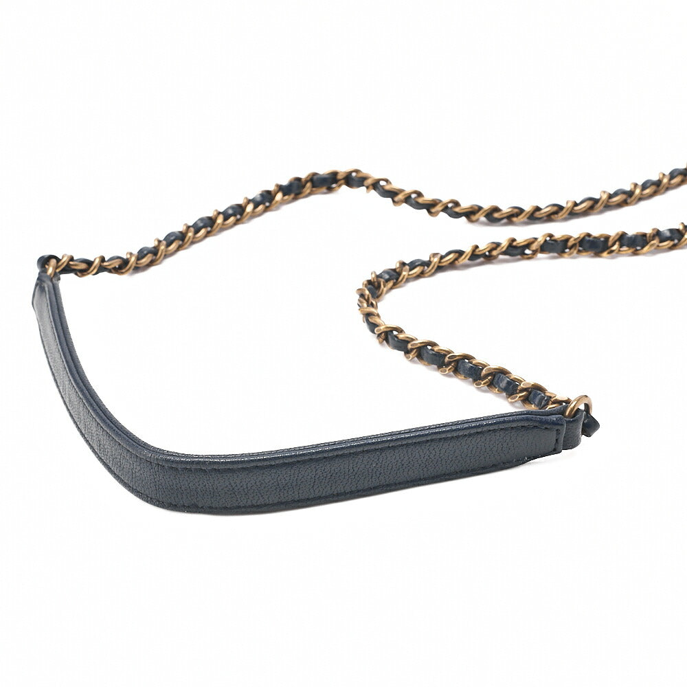 CHANEL Matlasse  Butty Lock Chain Shoulder Lambskin Navy Gold-Tone Hardware, Pre-Owned