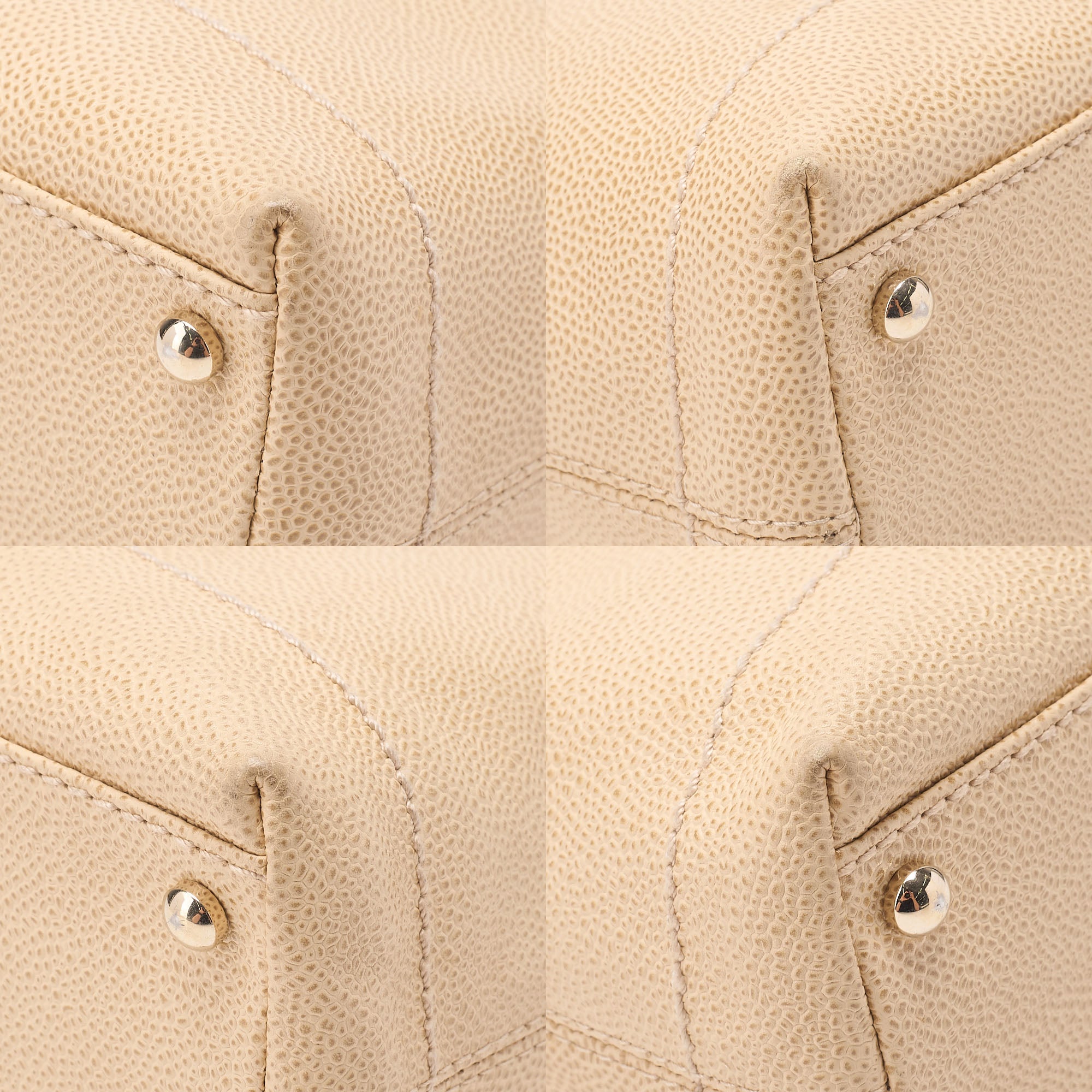 CHANEL Coco Mark Wood Handle Tote Beige Caviar Skin Beige Gold-Tone Hardware, Pre-Owned