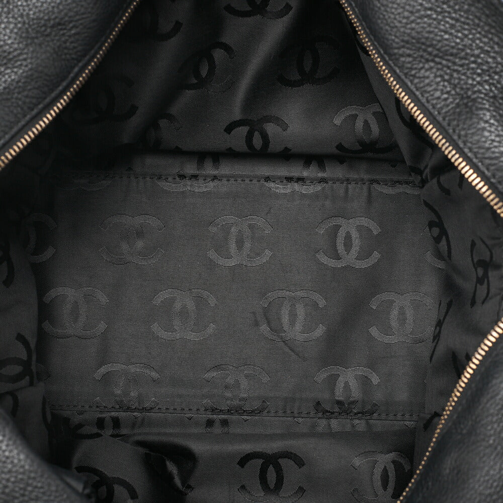 CHANEL Big Coco Mark Square Tote Bag Calfskin Black Gold-Tone Hardware, Pre-Owned