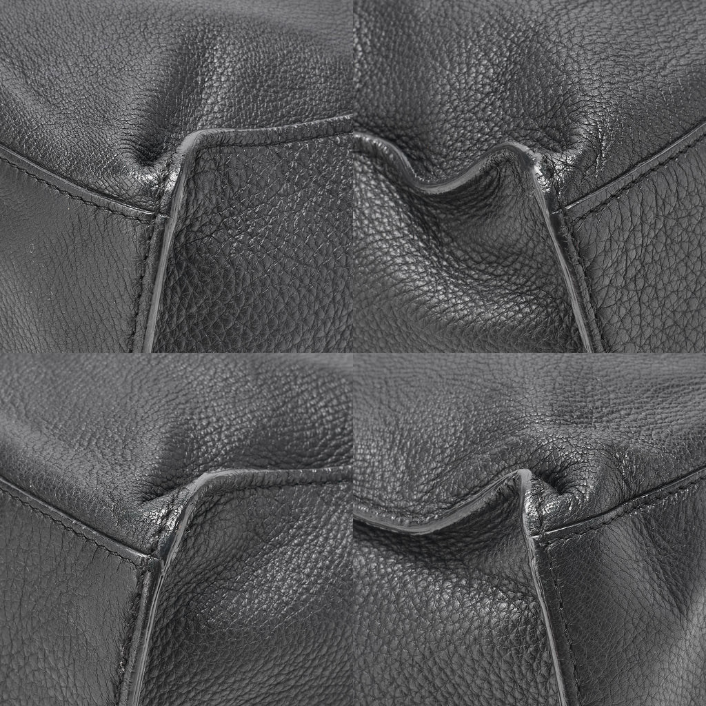 CHANEL Big Coco Mark Square Tote Bag Calfskin Black Gold-Tone Hardware, Pre-Owned
