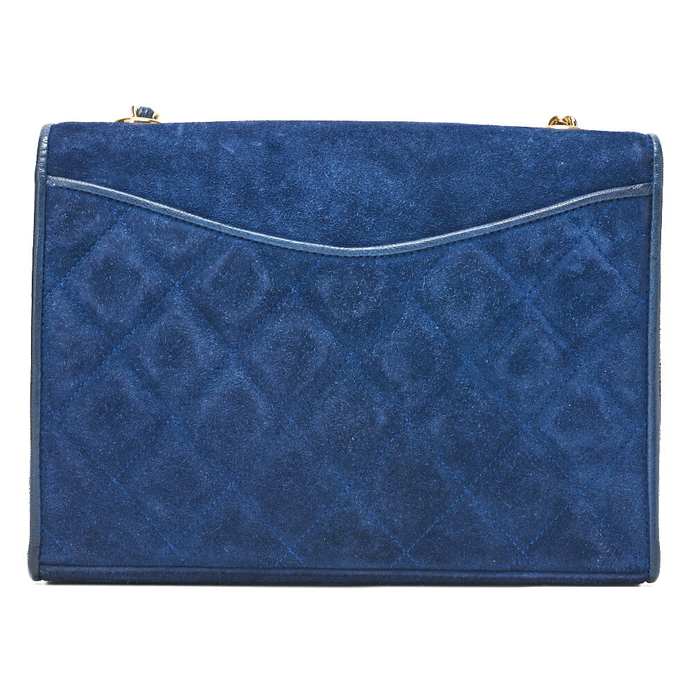 CHANEL Suede Matlasse Upper Coco Mark Chain Shoulder Blue Gold-Tone Hardware, Pre-Owned