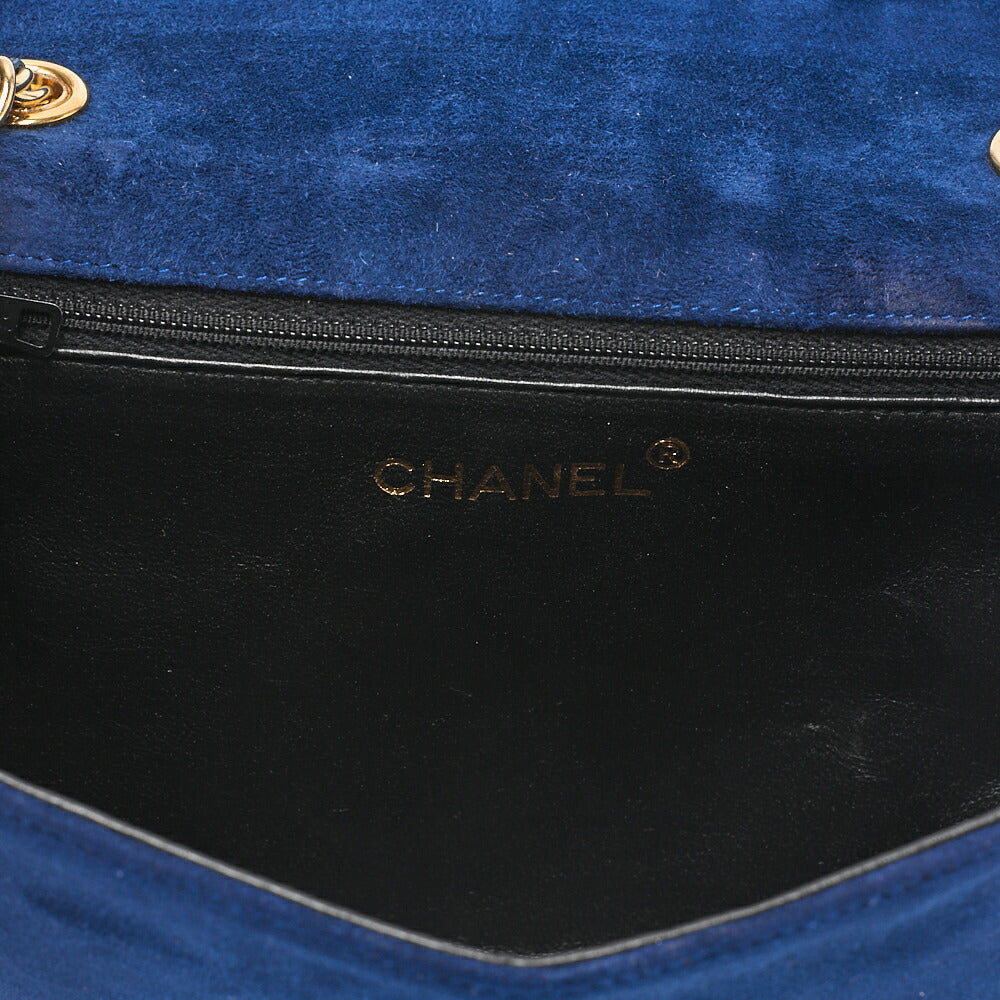 CHANEL Suede Matlasse Upper Coco Mark Chain Shoulder Blue Gold-Tone Hardware, Pre-Owned