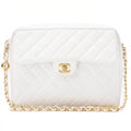 CHANEL Matlasse Coco Mark Ball Charm Chain Shoulder Bag Caviar Skin White Gold-Tone Hardware, Pre-Owned