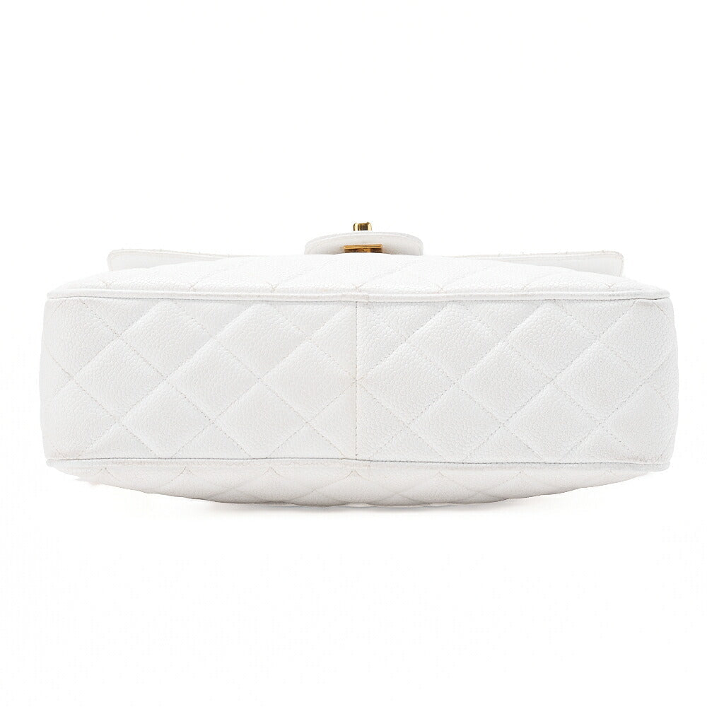 CHANEL Matlasse Coco Mark Ball Charm Chain Shoulder Bag Caviar Skin White Gold-Tone Hardware, Pre-Owned