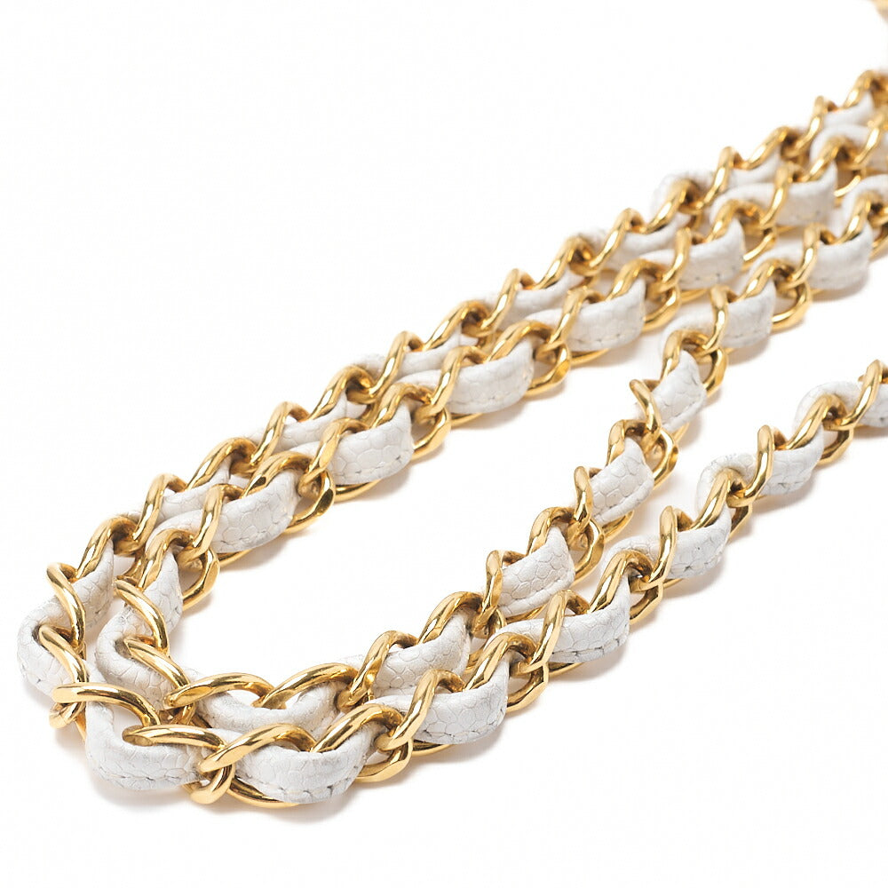 CHANEL Matlasse Coco Mark Ball Charm Chain Shoulder Bag Caviar Skin White Gold-Tone Hardware, Pre-Owned