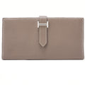 HERMES Bearn Soufflet Epsom 2-Fold Long Wallet Etoup Silver-Tone Hardware, Pre-Owned