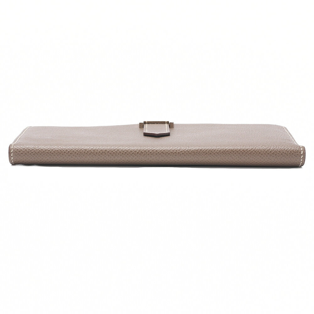 HERMES Bearn Soufflet Epsom 2-Fold Long Wallet Etoup Silver-Tone Hardware, Pre-Owned