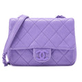 CHANEL Mini Matlasse 18 Chain Shoulder Caviar Skin Purple Silver-Tone Hardware, Pre-Owned
