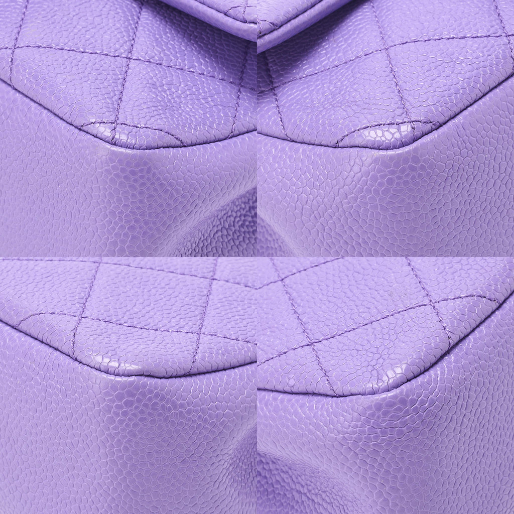 CHANEL Mini Matlasse 18 Chain Shoulder Caviar Skin Purple Silver-Tone Hardware, Pre-Owned