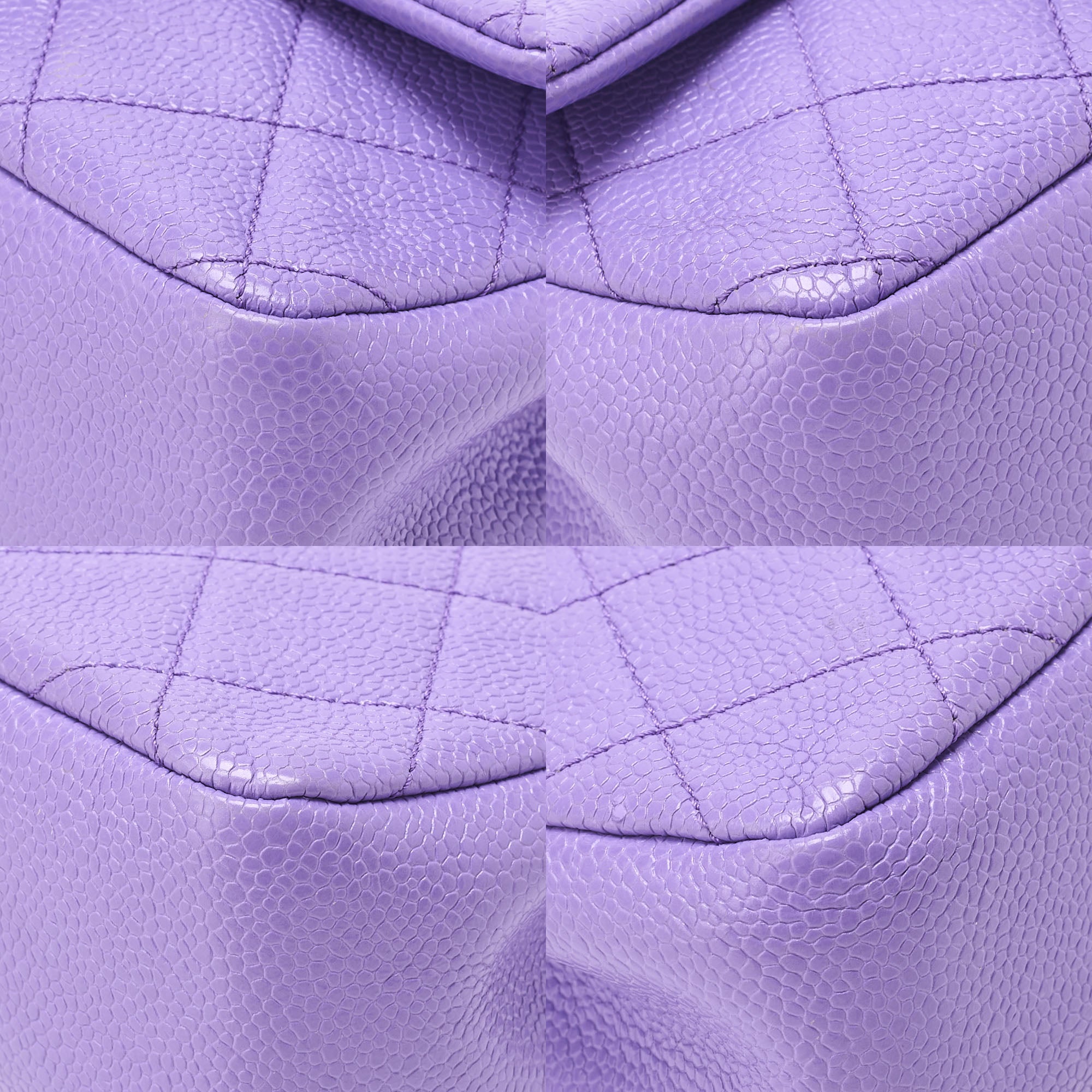 CHANEL Mini Matlasse 18 Chain Shoulder Caviar Skin Purple Silver-Tone Hardware, Pre-Owned