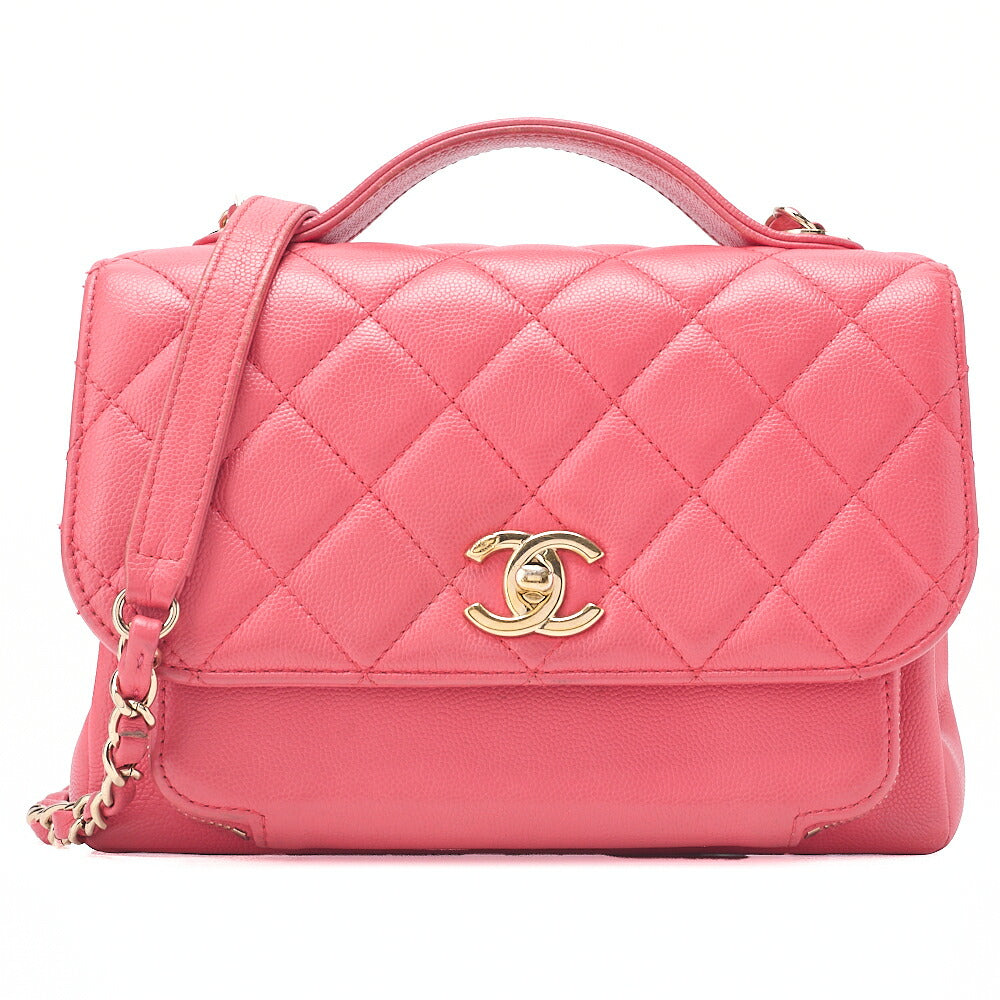 CHANEL Chanel Feinity Turnlock 2way Chain Shoulder Bag Caviar Skin Pink Gold-Tone Hardware, Pre-Owned