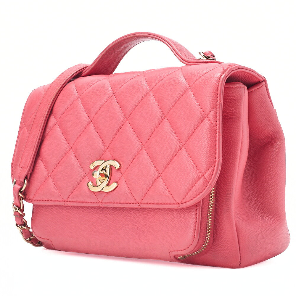 CHANEL Chanel Feinity Turnlock 2way Chain Shoulder Bag Caviar Skin Pink Gold-Tone Hardware, Pre-Owned