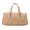 CHANEL Handbag Chocolate Bar Coco Mark Lambskin Beige Silver-Tone Hardware, Pre-Owned