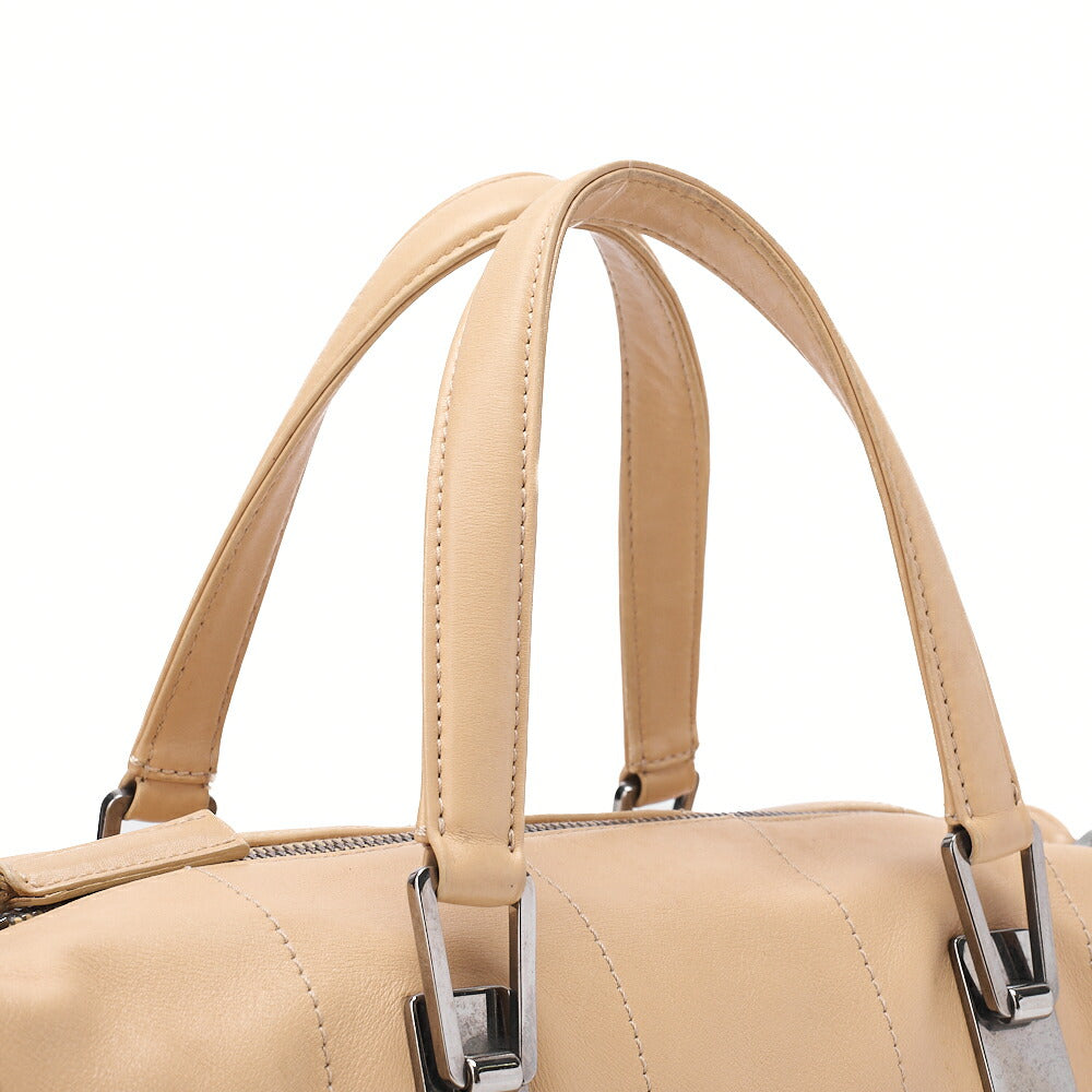 CHANEL Handbag Chocolate Bar Coco Mark Lambskin Beige Silver-Tone Hardware, Pre-Owned