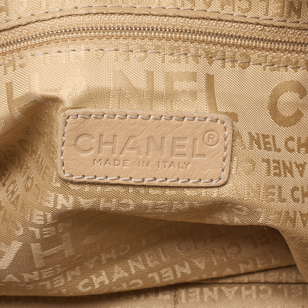 CHANEL Handbag Chocolate Bar Coco Mark Lambskin Beige Silver-Tone Hardware, Pre-Owned