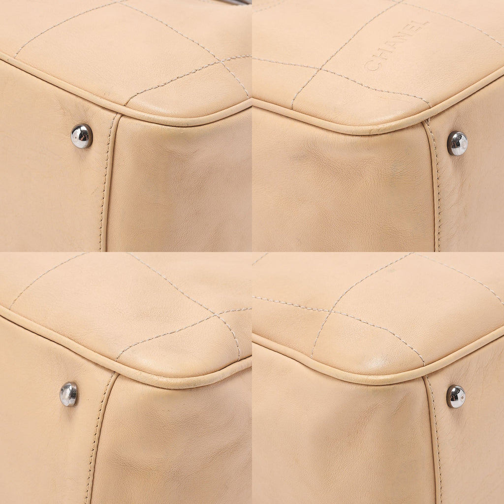 CHANEL Handbag Chocolate Bar Coco Mark Lambskin Beige Silver-Tone Hardware, Pre-Owned
