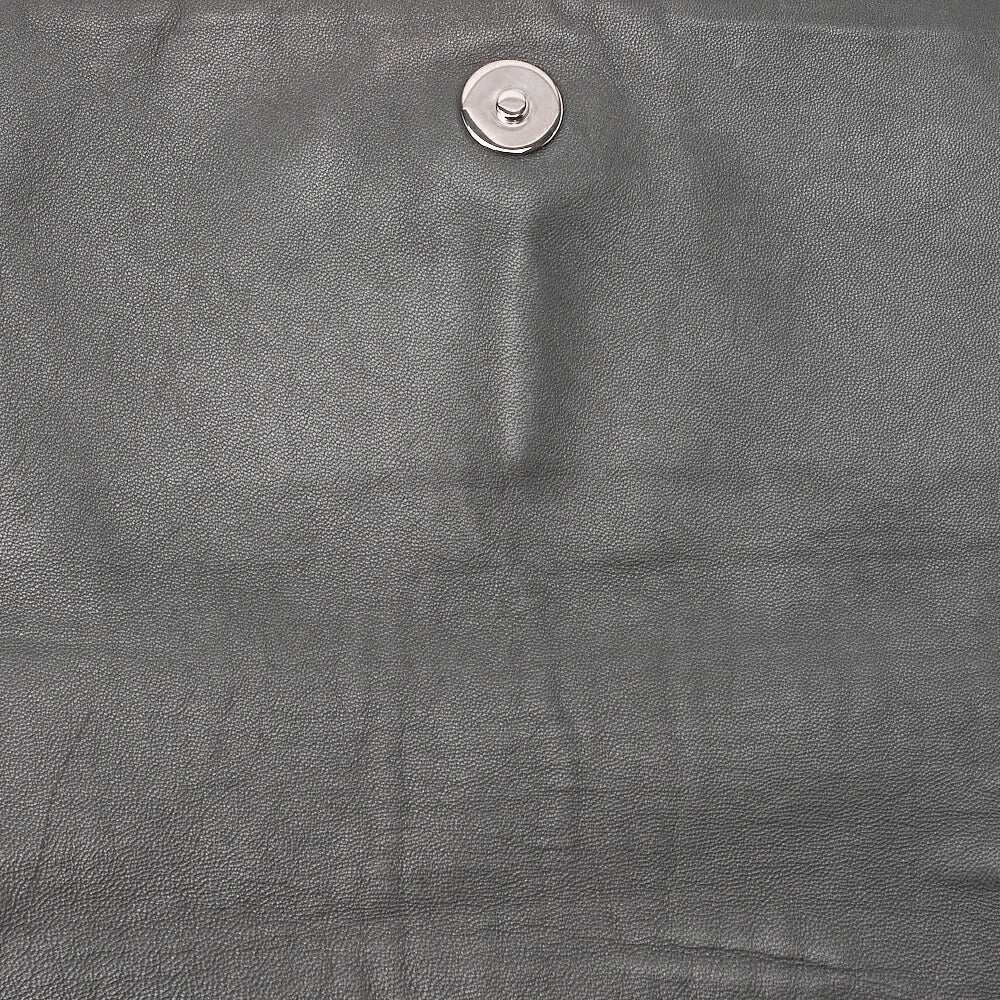 CHANEL Big Coco Mark Studs Full Flap Shoulder Bag Lambskin Grey Silver-Tone Hardware, Pre-Owned
