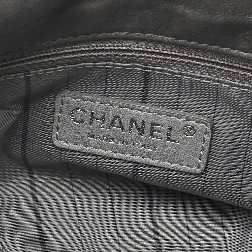 CHANEL Big Coco Mark Studs Full Flap Shoulder Bag Lambskin Grey Silver-Tone Hardware, Pre-Owned