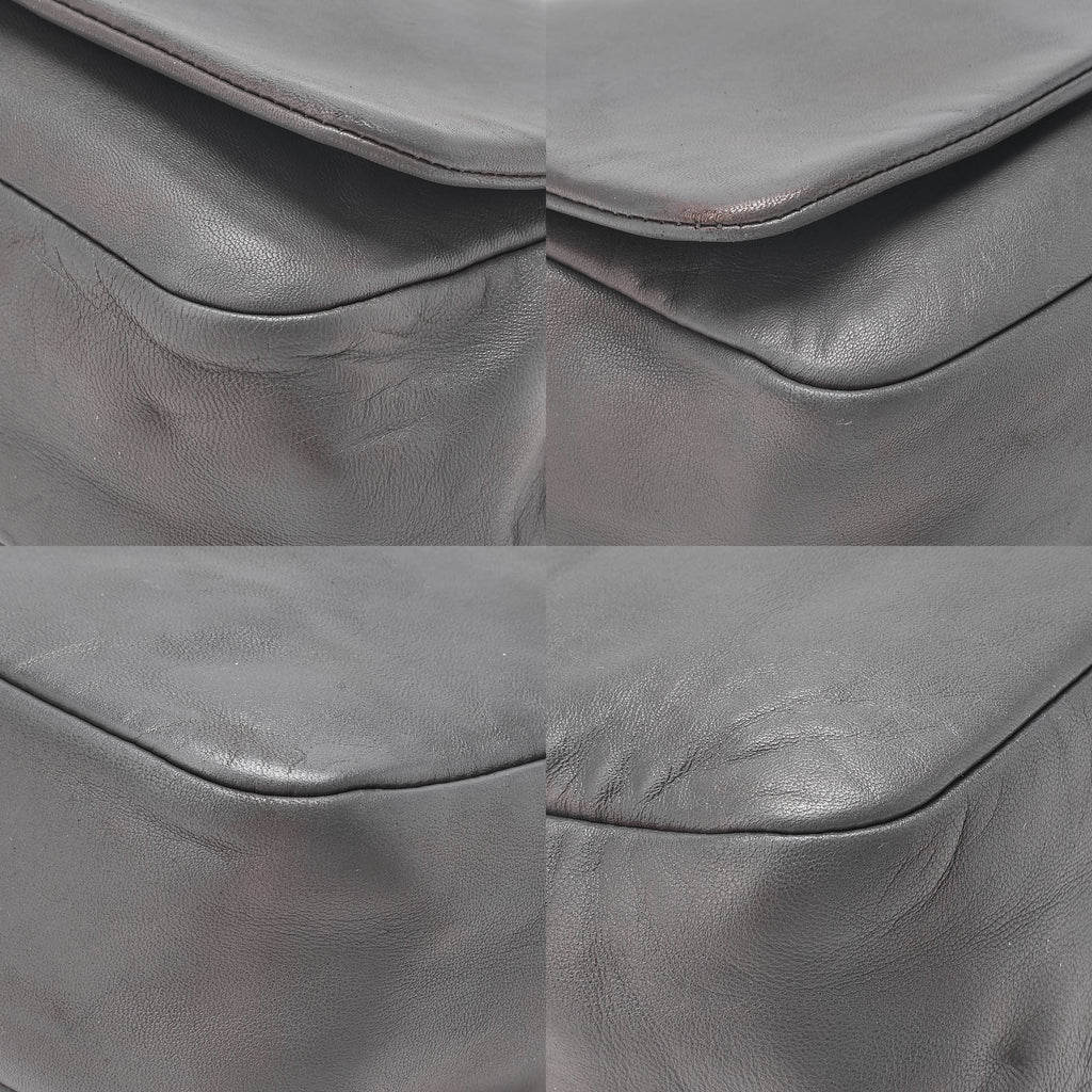 CHANEL Big Coco Mark Studs Full Flap Shoulder Bag Lambskin Grey Silver-Tone Hardware, Pre-Owned