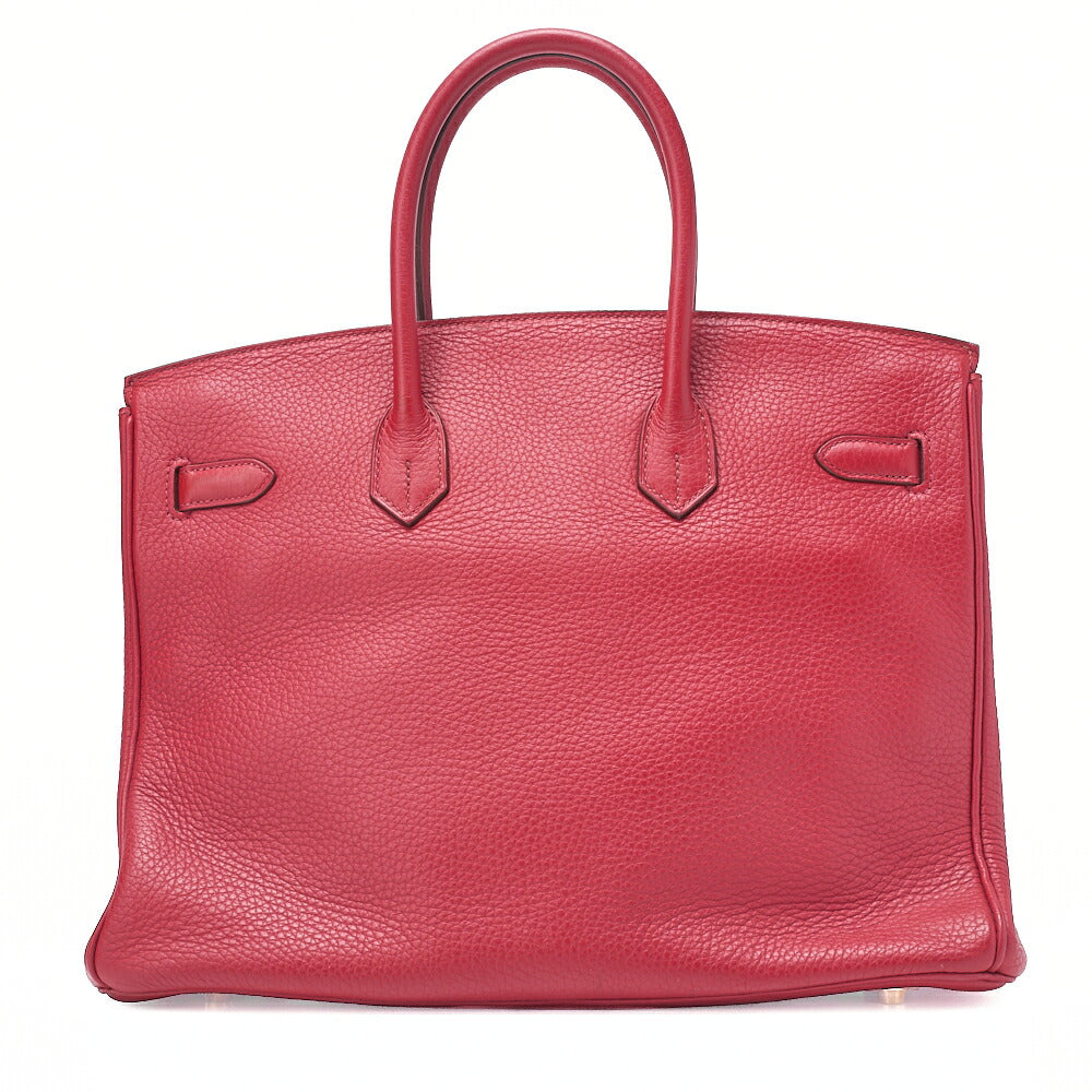 HERMES Birkin 35 Trion Clemence Handbag Rouge Lance Gold-Tone Hardware, Pre-Owned