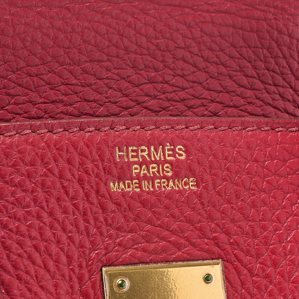 HERMES Birkin 35 Trion Clemence Handbag Rouge Lance Gold-Tone Hardware, Pre-Owned
