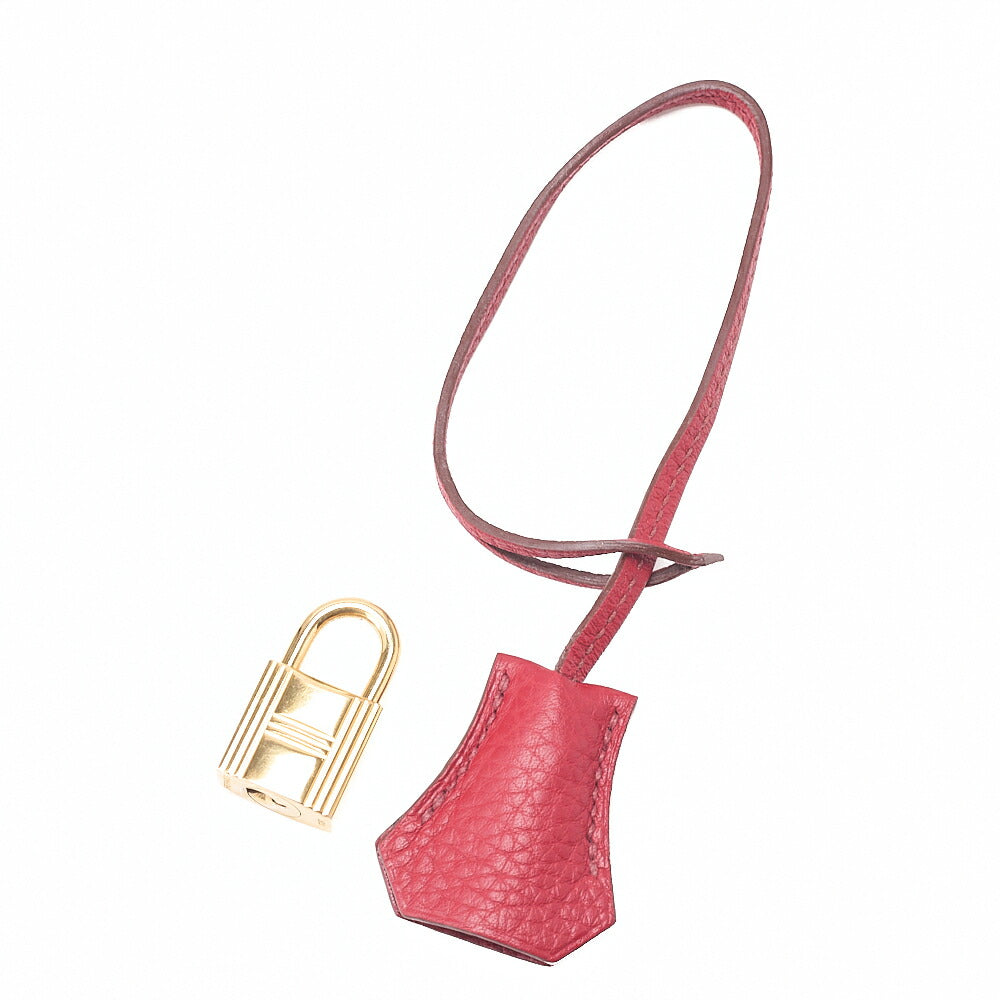 HERMES Birkin 35 Trion Clemence Handbag Rouge Lance Gold-Tone Hardware, Pre-Owned
