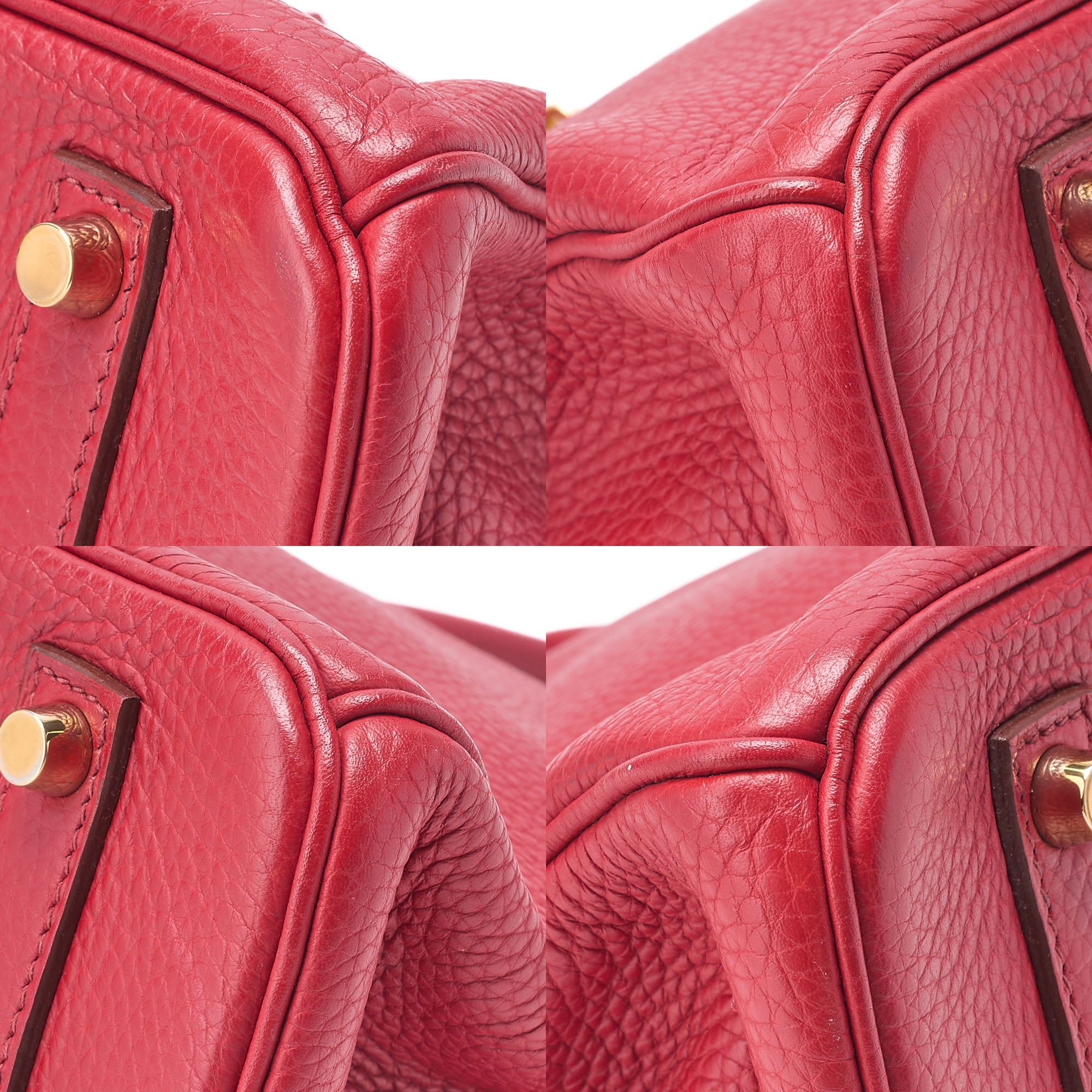 HERMES Birkin 35 Trion Clemence Handbag Rouge Lance Gold-Tone Hardware, Pre-Owned