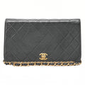 CHANEL Matelasse Turnlock Full Flap Chain Shoulder Lambskin Black Gold-Tone Hardware, Pre-Owned