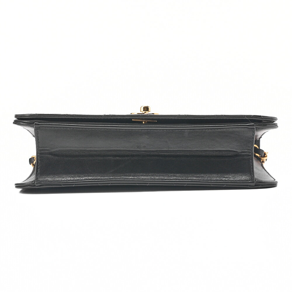 CHANEL Matelasse Turnlock Full Flap Chain Shoulder Lambskin Black Gold-Tone Hardware, Pre-Owned