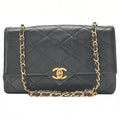 CHANEL Matelasse Diamond Stitch Single Flap Chain Shoulder Black Gold-Tone Hardware, Pre-Owned