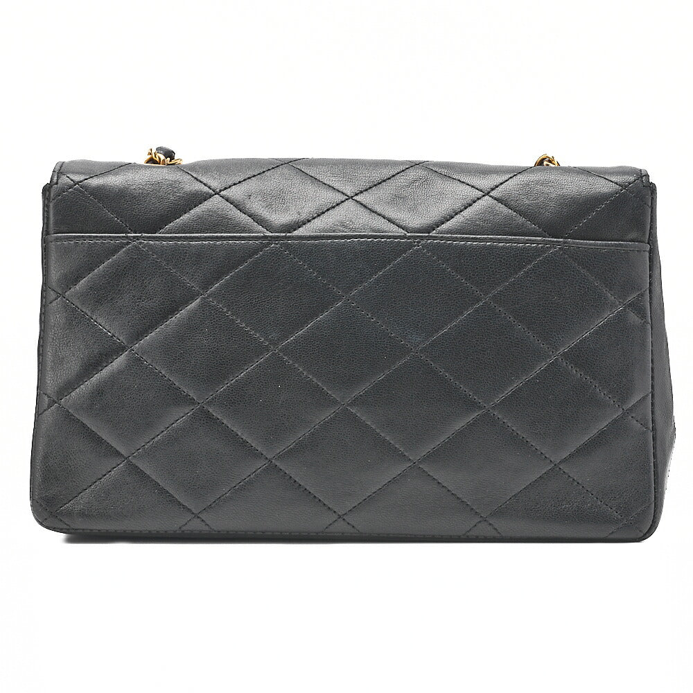 CHANEL Matelasse Diamond Stitch Single Flap Chain Shoulder Black Gold-Tone Hardware, Pre-Owned