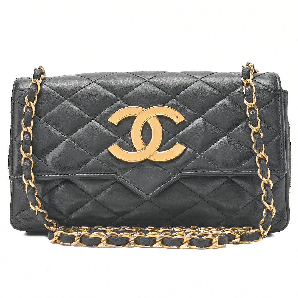 CHANEL Mini Matelasse Big Coco Single Push Lock Chain Shoulder Lambskin Black Gold-Tone Hardware, Pre-Owned