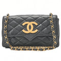 CHANEL Mini Matelasse Big Coco Single Push Lock Chain Shoulder Lambskin Black Gold-Tone Hardware, Pre-Owned