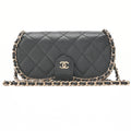 CHANEL Mini Matelasse Luxury Chain Shoulder Caviar Skin Black Gold-Tone Hardware, Pre-Owned