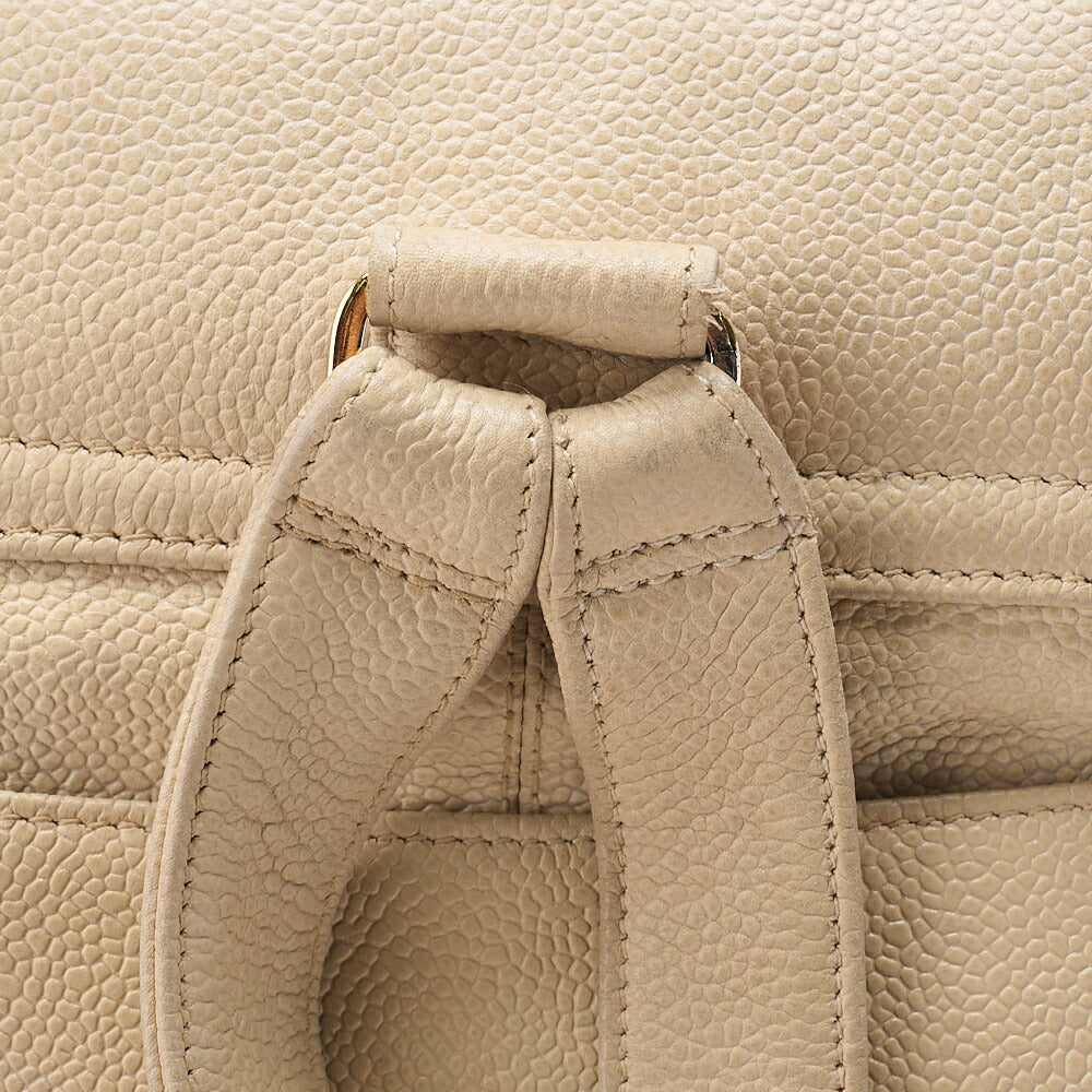 CHANEL Shoulder Backpack Triple Coco Turnlock Caviar Skin Beige Gold-Tone Hardware, Pre-Owned