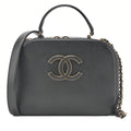 CHANEL Shoulder Bag Coco Mark Vanity 2way Lambskin Black Gold-Tone Hardware, Pre-Owned
