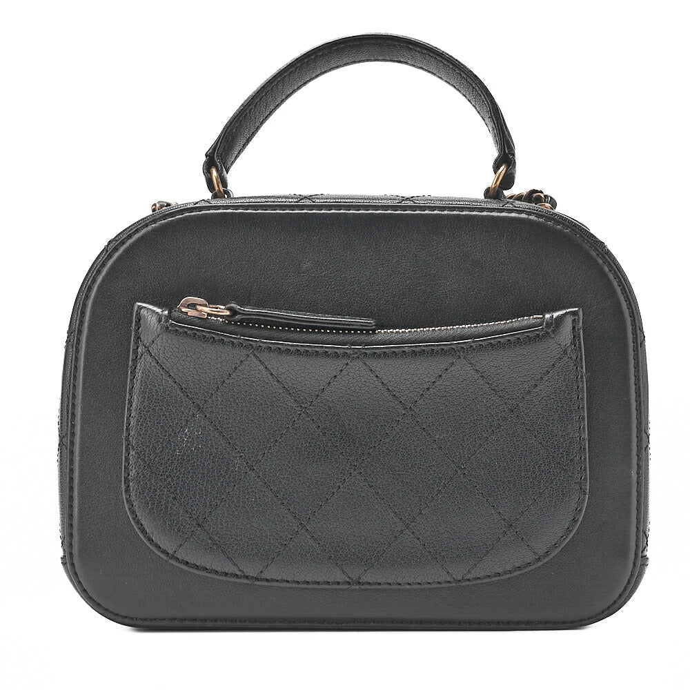CHANEL Shoulder Bag Coco Mark Vanity 2way Lambskin Black Gold-Tone Hardware, Pre-Owned