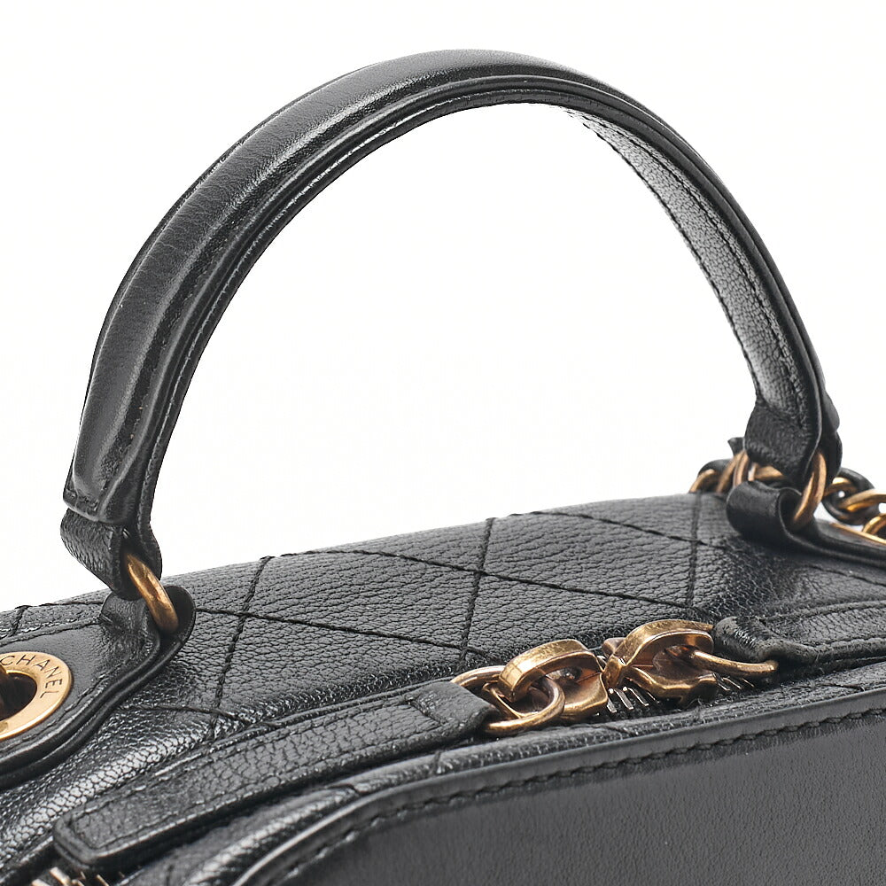CHANEL Shoulder Bag Coco Mark Vanity 2way Lambskin Black Gold-Tone Hardware, Pre-Owned
