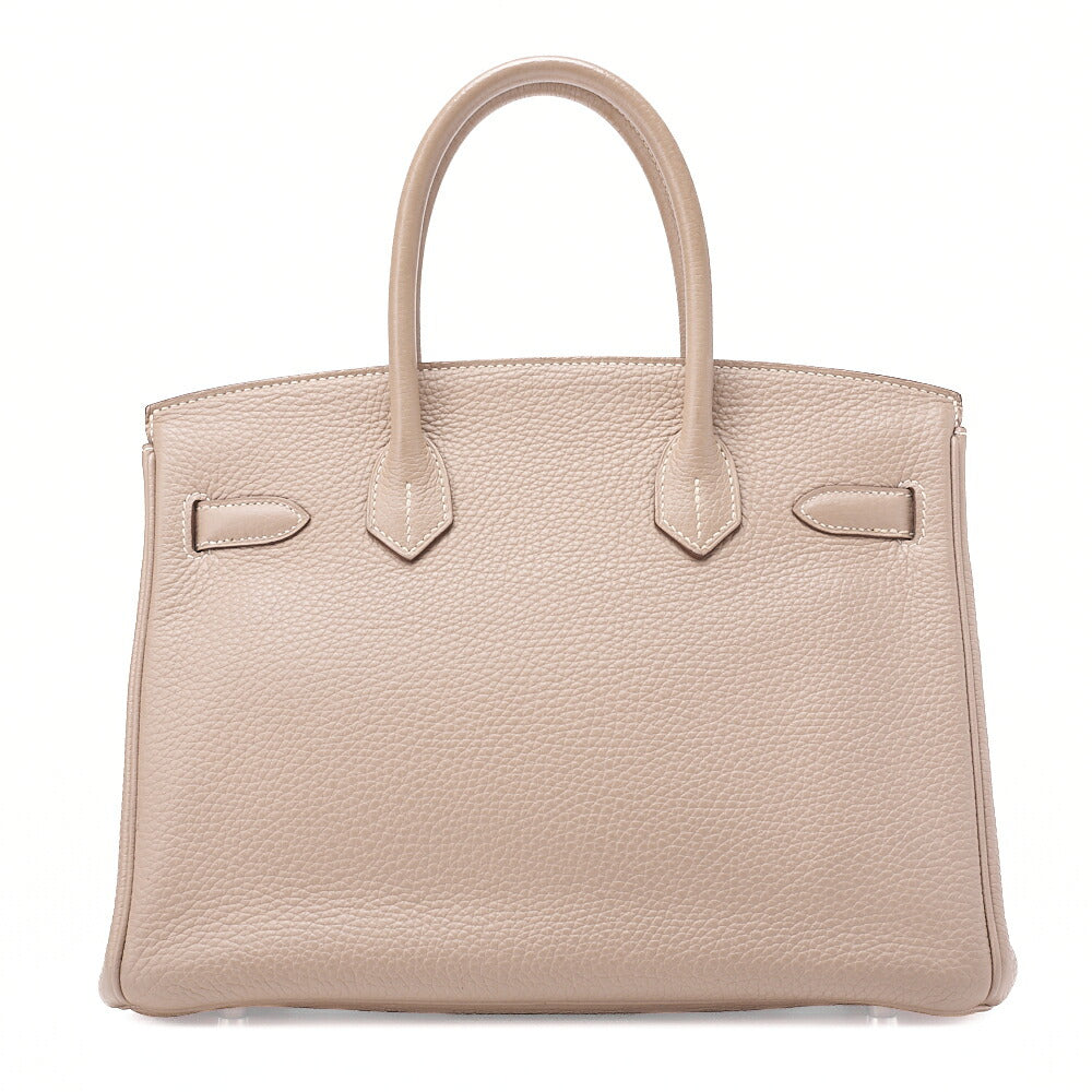 HERMES Birkin 30 Trion Clemence Handbag Tourtiere Gray Silver-Tone Hardware, Pre-Owned